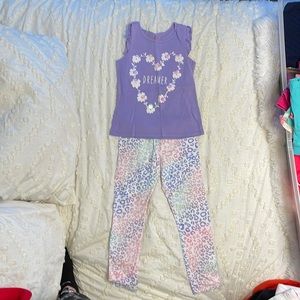 Girls leisure outfit with full length leggings worn once children’s place